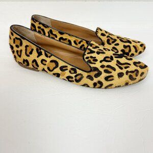 J.Crew Animal Print Calf Hair Loafer Flats Shoes Size 9.5 Women's